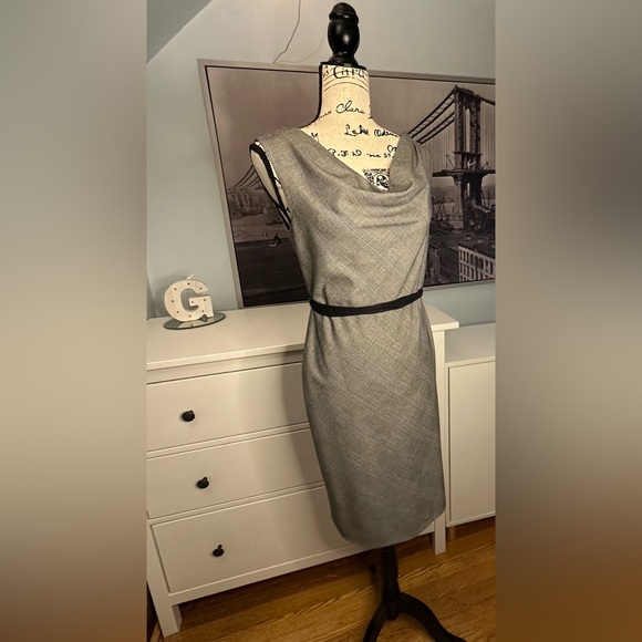 Sleeveless cowl scoop neck corporate style dress. Chic and flattering. - Picture 6 of 14